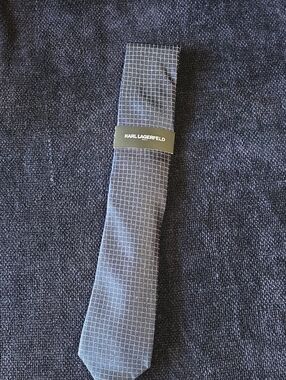 Karl Lagerfeld Men's Dark Blue Grid Silk Tie